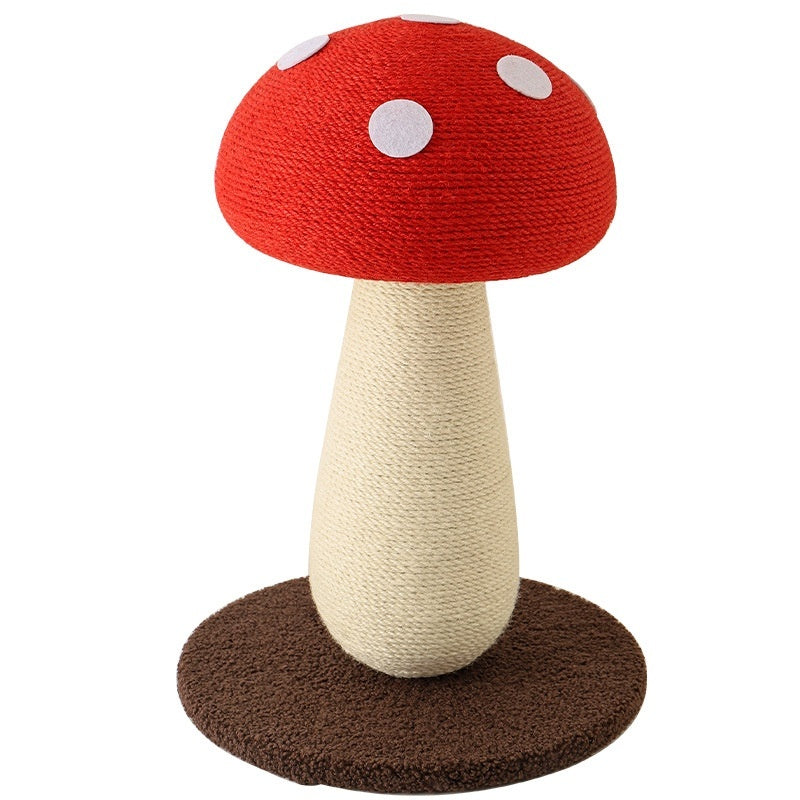 Griffoir Champignon pour Chat – Rouge et Marron – Tronc Sisal ou Tissu