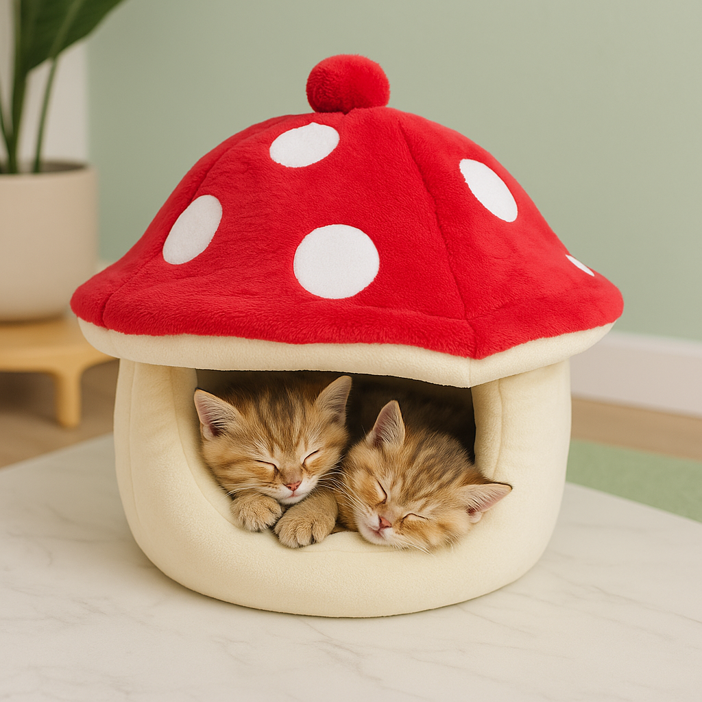 Maison champignon douillette pour chat – Lit cocooning original