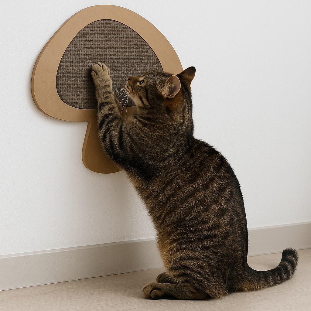 Griffoir mural plat en sisal – Forme Champignon marron