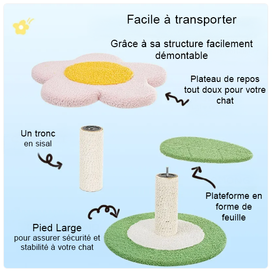 arbre a chat en sisal en forme de fleur