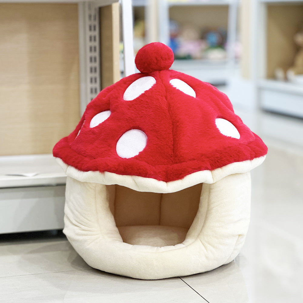 Maison champignon douillette pour chat – Lit cocooning original