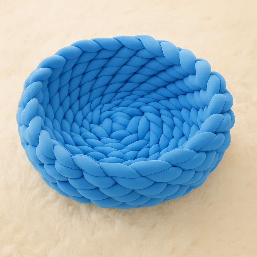 coussin douillet pour chat tricoté main