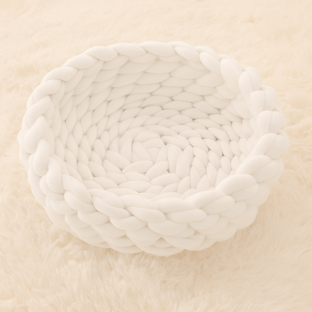 coussin douillet pour chat tricoté main