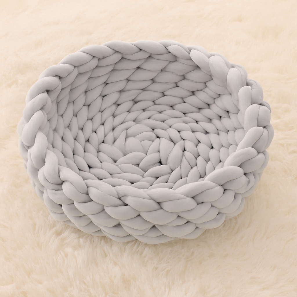 coussin douillet pour chat tricoté main