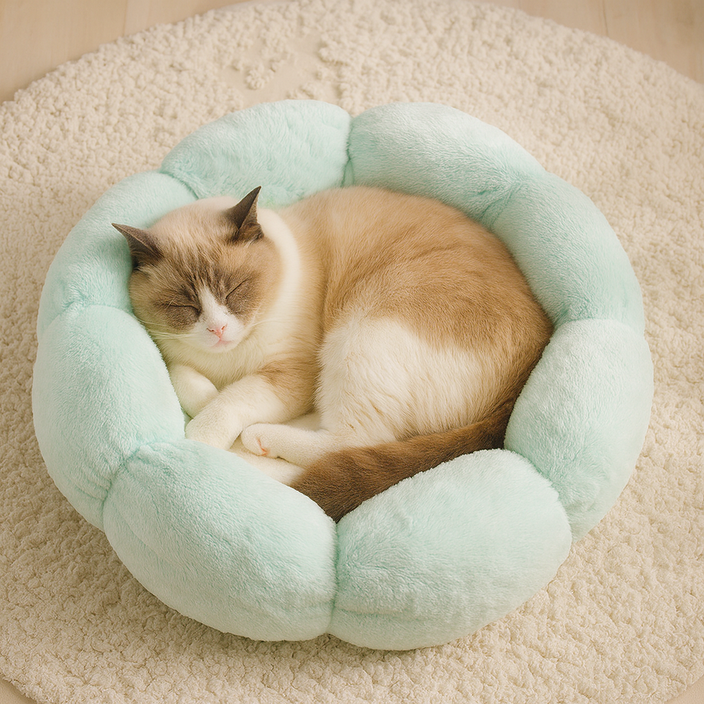 coussin chat forme fleur