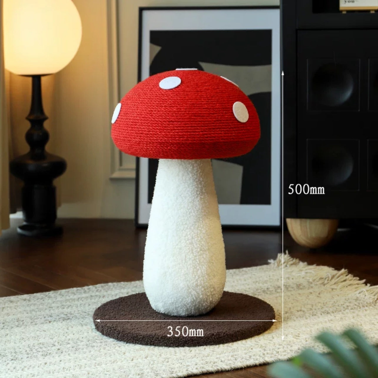 Griffoir Champignon pour Chat – Rouge et Marron – Tronc Sisal ou Tissu