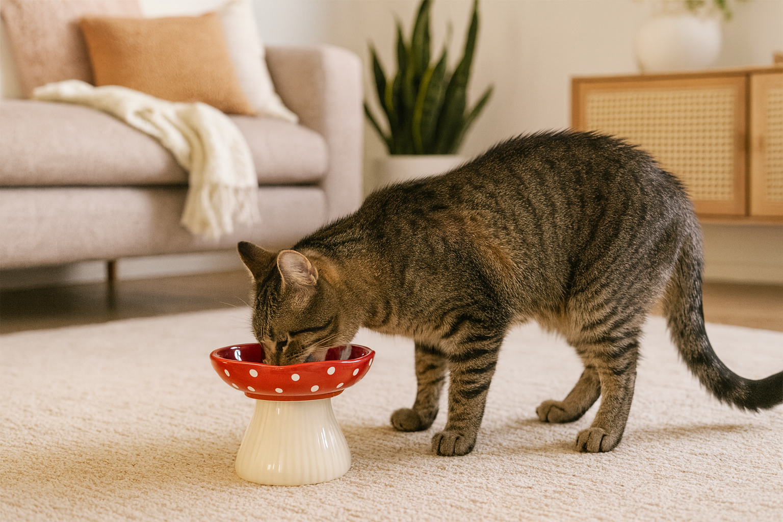 Gamelle surélevée champignon en céramique – 3 couleurs