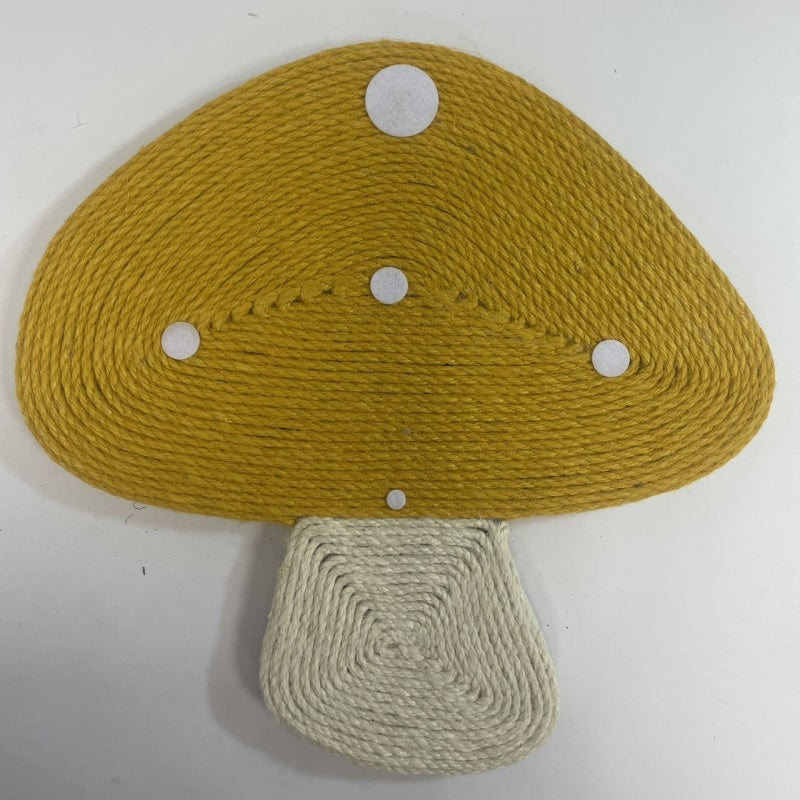 Griffoir chat en forme de champignon jaune