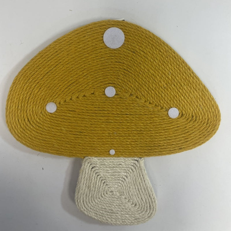 Griffoir chat en forme de champignon jaune
