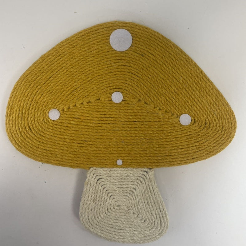 Griffoir chat en forme de champignon jaune