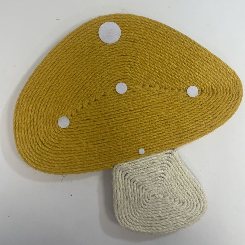 Griffoir chat en forme de champignon jaune