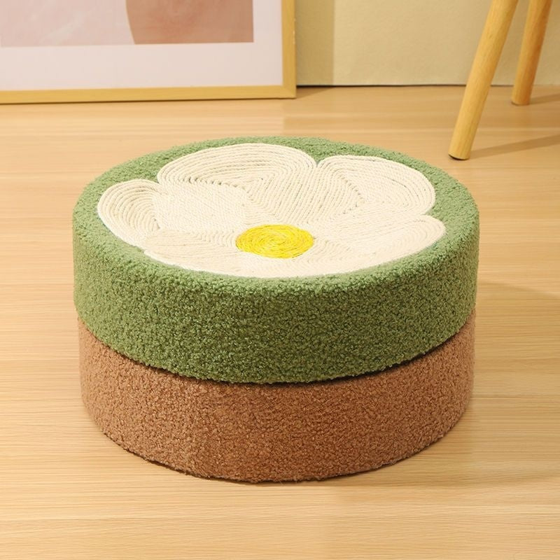 griffoir en sisal pour chat rond et fleur