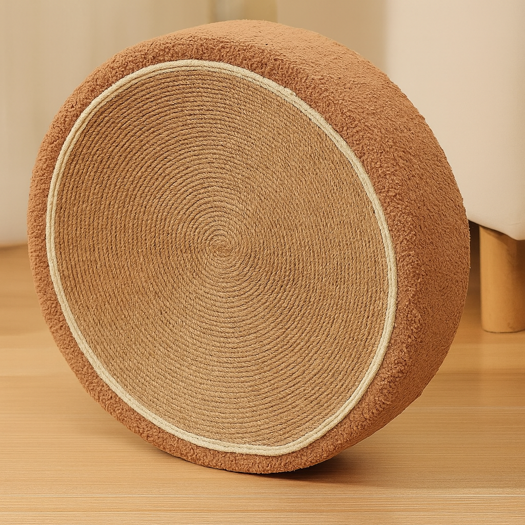 griffoir en sisal pour chat rond et fleur