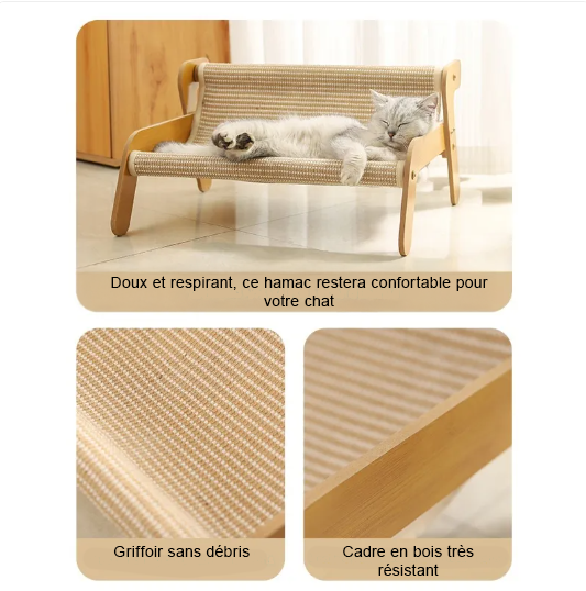 Hamac griffoir pour chat - scandinave en sisal naturel