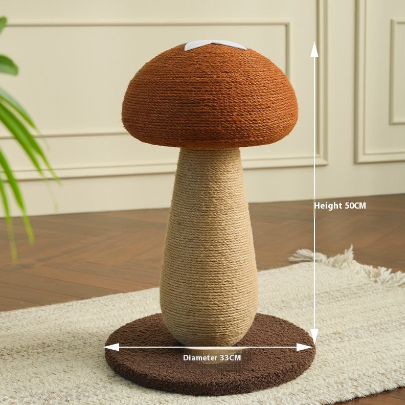 Griffoir Champignon pour Chat – Rouge et Marron – Tronc Sisal ou Tissu